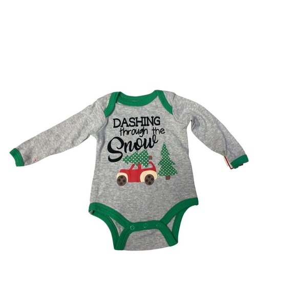 Holiday  Onesie "Dashing Through The Snow"- Long Sleeve (0/3M) - Picture 1 of 2